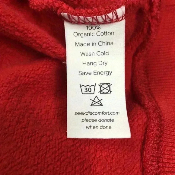Seek Discomfort Hoodie Sz 2XL Red Color Sweatshirt Embroidered Organic - Picture 8 of 11